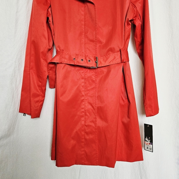 MOSSIMO Womens Red Y2K Retro Classic Preppy Belted Trench Coat Jacket Sz XL NEW! - Picture 3 of 14